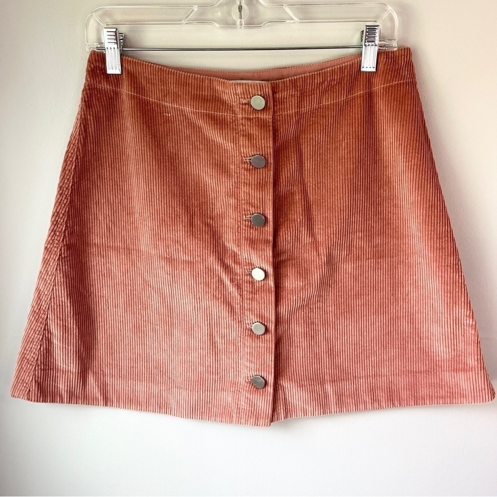 Elizabeth and James Pink Corduroy Button Down Mini Skirt